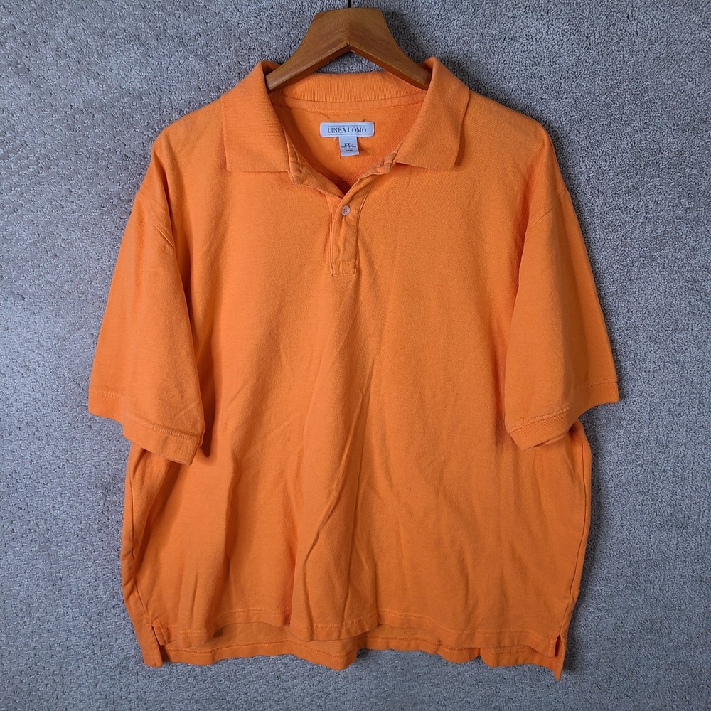 Linea Uomo Polo Mens XXL Orange‎ Polo Cotton Short Sleeve Casual Sporty Pique